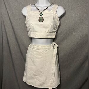 Nautical 2 Piece Lone Star White Denim Top & Skort with side Tie
